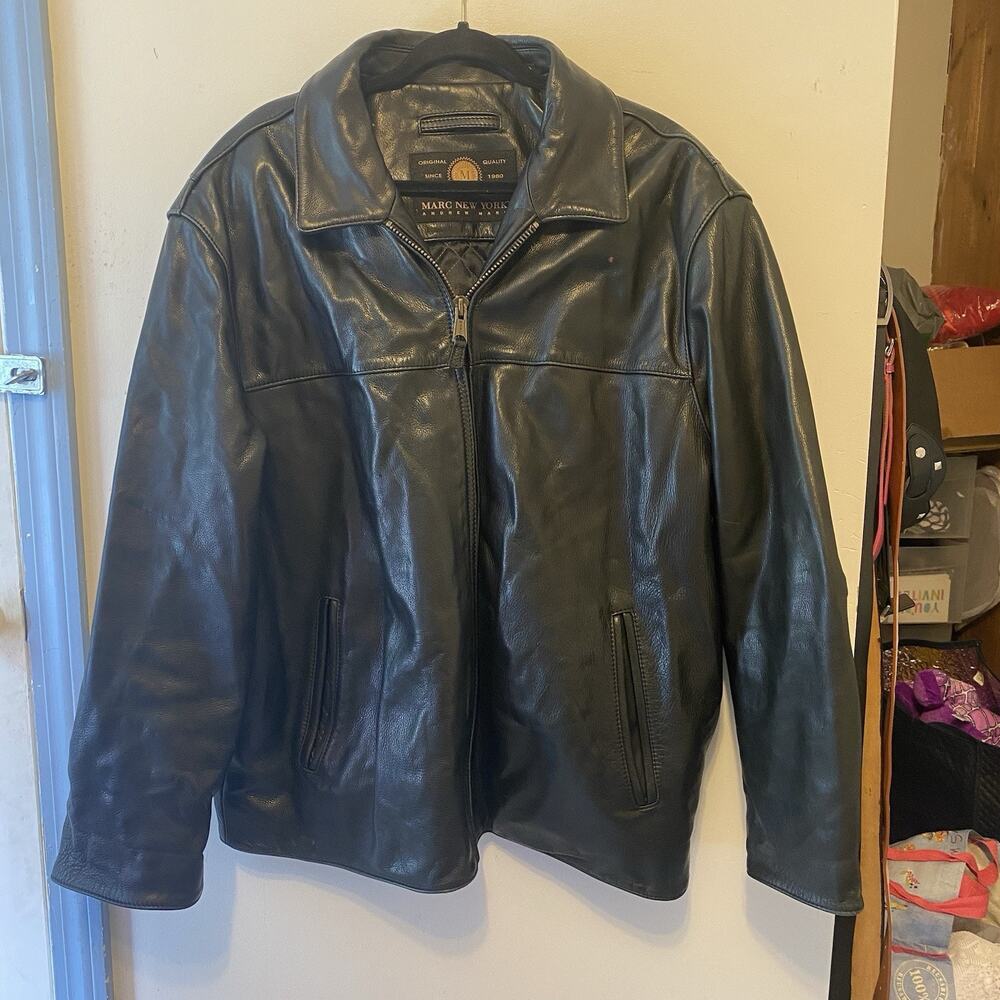 ANDREW MARC NEW YORK Women XXL Black Leather Biker Western Jacket Zip Up Pockets - Picture 10 of 16